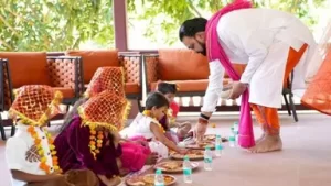 महानवमी पर सीएम आवास में कन्या पूजन